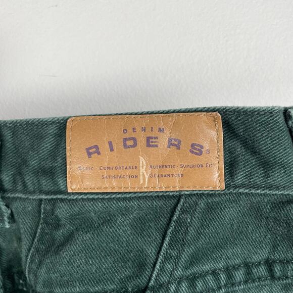90s Vintage Green High Waist Mom Jeans Size 10 Rigid Denim Tapered Leg - Picture 3 of 8